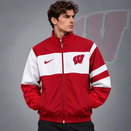 Wisconsin Badgers | Premium NCAA Classic Sideline Colorblock Full Zip Jacket NDN