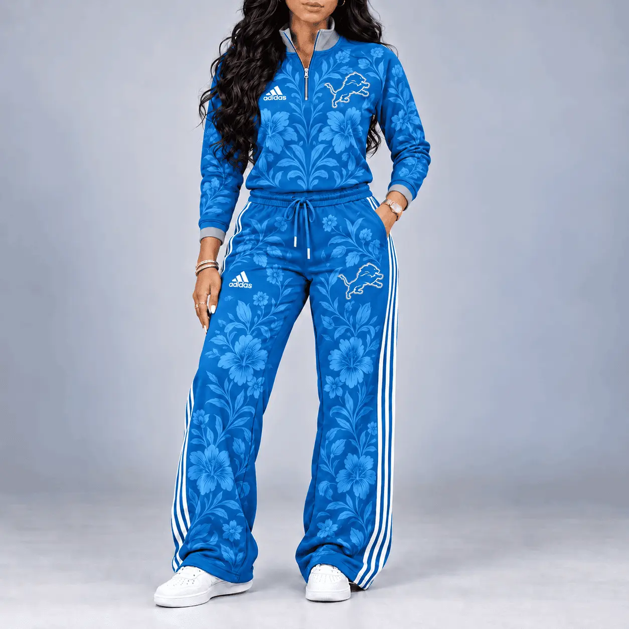 Detroit Lions | Premium NFL Stadium Style Floral Quarter-Zip + Pants TD