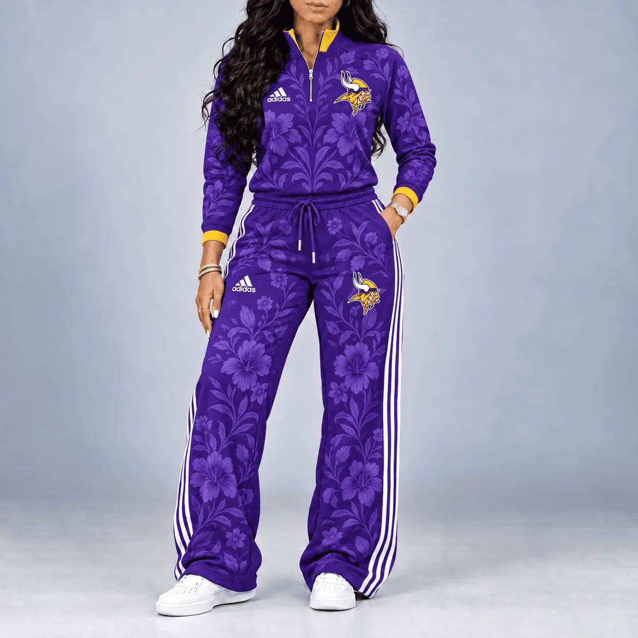 Minnesota Vikings | Premium NFL Stadium Style Floral Quarter-Zip + Pants TD