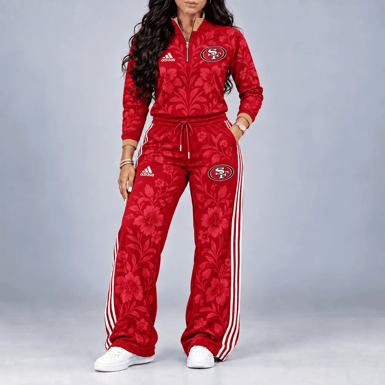 San Francisco 49ers | Premium NFL Stadium Style Floral Quarter-Zip + Pants TD