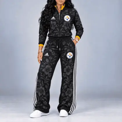 Pittsburgh Steelers | Premium NFL Stadium Style Floral Quarter-Zip + Pants TD