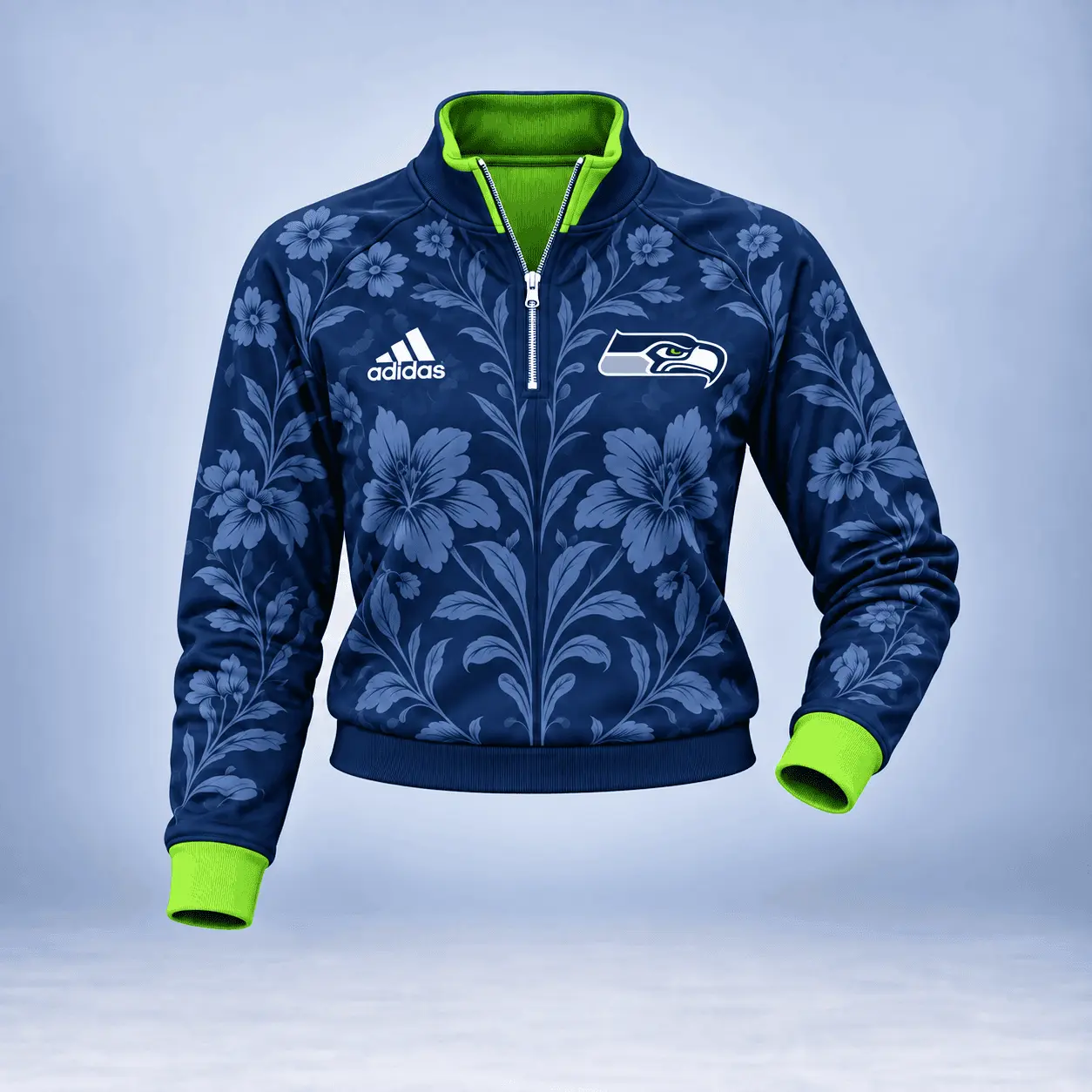 Seattle Seahawks | Premium NFL Stadium Style Floral Quarter-Zip + Pants TD - Image 2