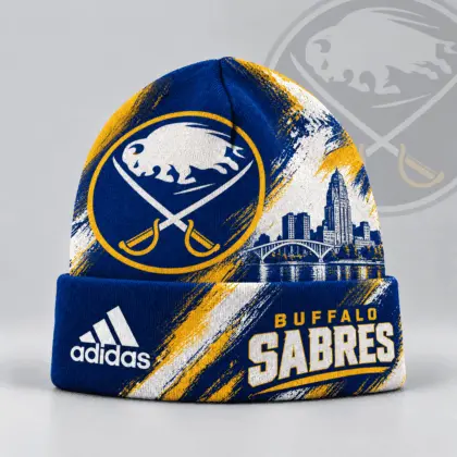 Buffalo Sabres | Premium NHL Distressed Cityscape Logo Knit Beanie NDN
