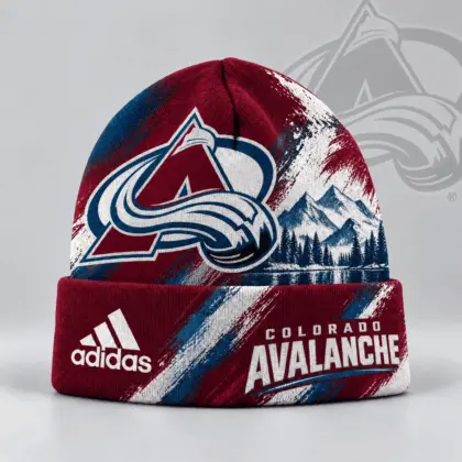 Colorado Avalanche | Premium NHL Distressed Cityscape Logo Knit Beanie NDN