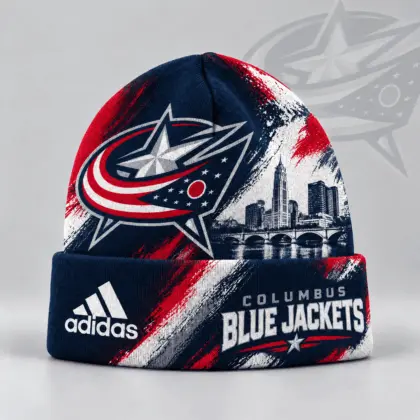 Columbus Blue Jackets | Premium NHL Distressed Cityscape Logo Knit Beanie NDN