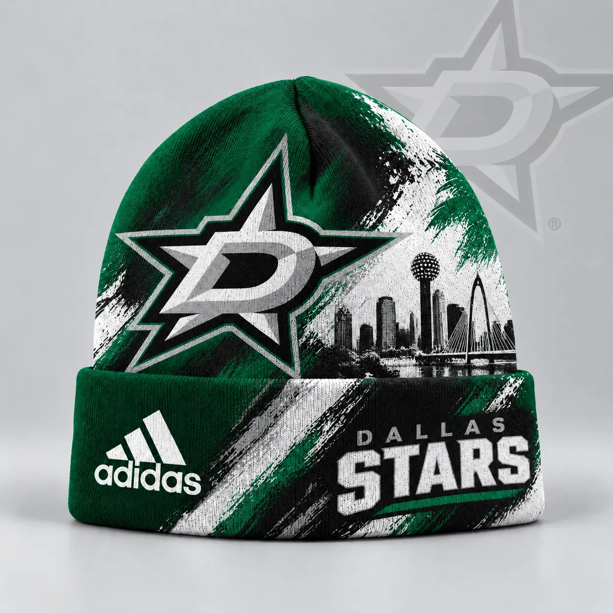 Dallas Stars | Premium NHL Distressed Cityscape Logo Knit Beanie NDN