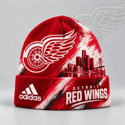 Detroit Red Wings | Premium NHL Distressed Cityscape Logo Knit Beanie NDN