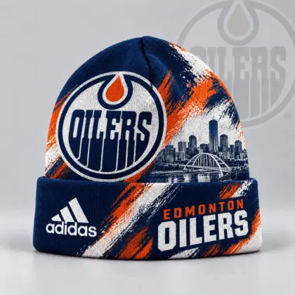 Edmonton Oilers | Premium NHL Distressed Cityscape Logo Knit Beanie NDN