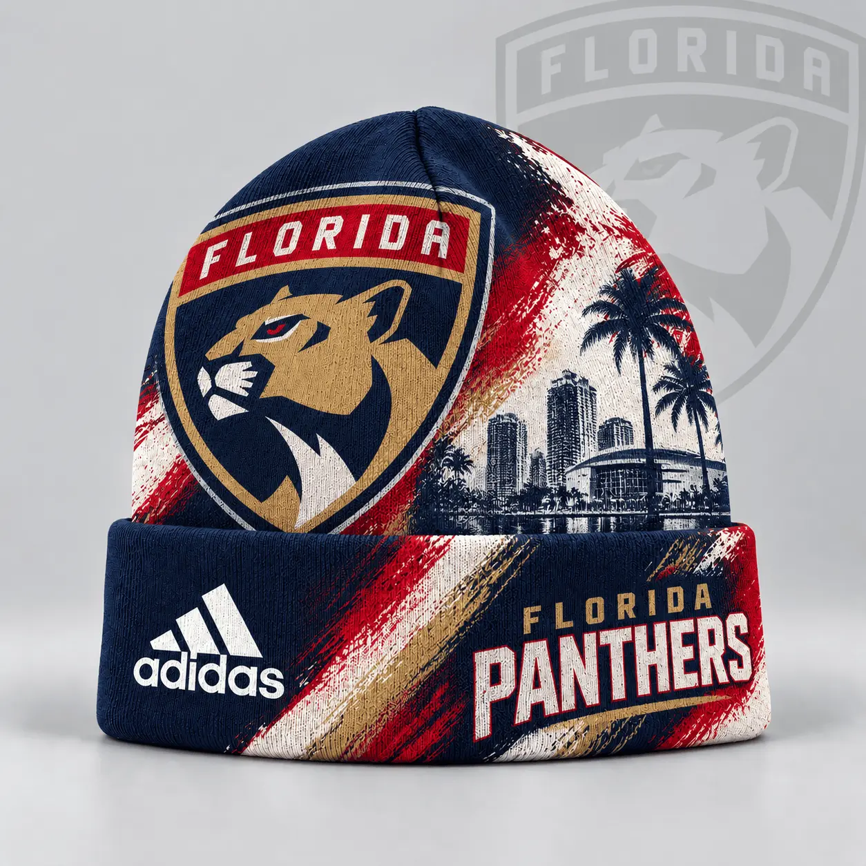 Florida Panthers | Premium NHL Distressed Cityscape Logo Knit Beanie NDN
