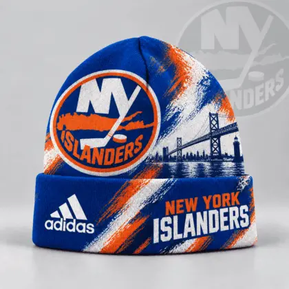 New York Islanders | Premium NHL Distressed Cityscape Logo Knit Beanie NDN