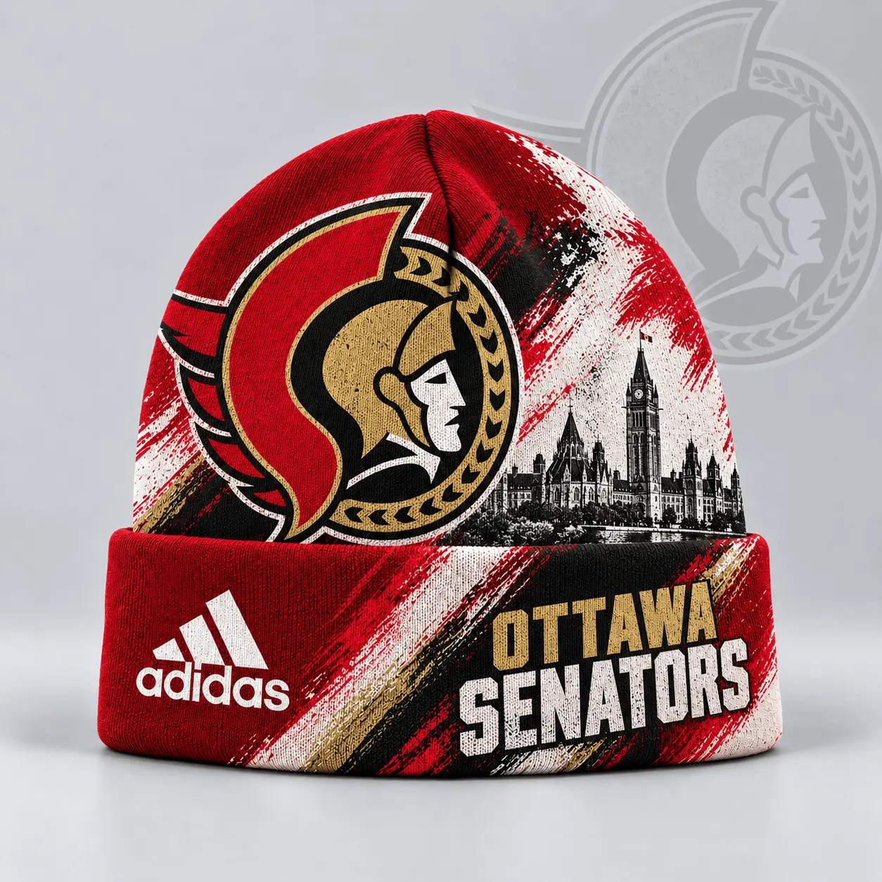 Ottawa Senators | Premium NHL Distressed Cityscape Logo Knit Beanie NDN