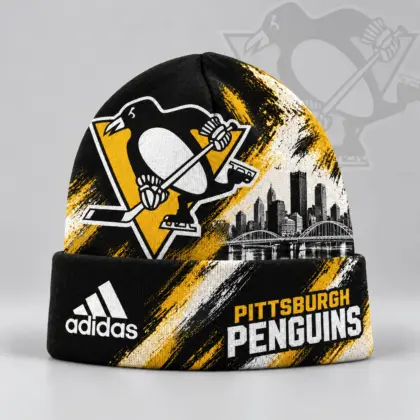 Pittsburgh Penguins | Premium NHL Distressed Cityscape Logo Knit Beanie NDN