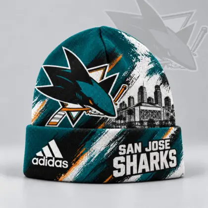 San Jose Sharks | Premium NHL Distressed Cityscape Logo Knit Beanie NDN