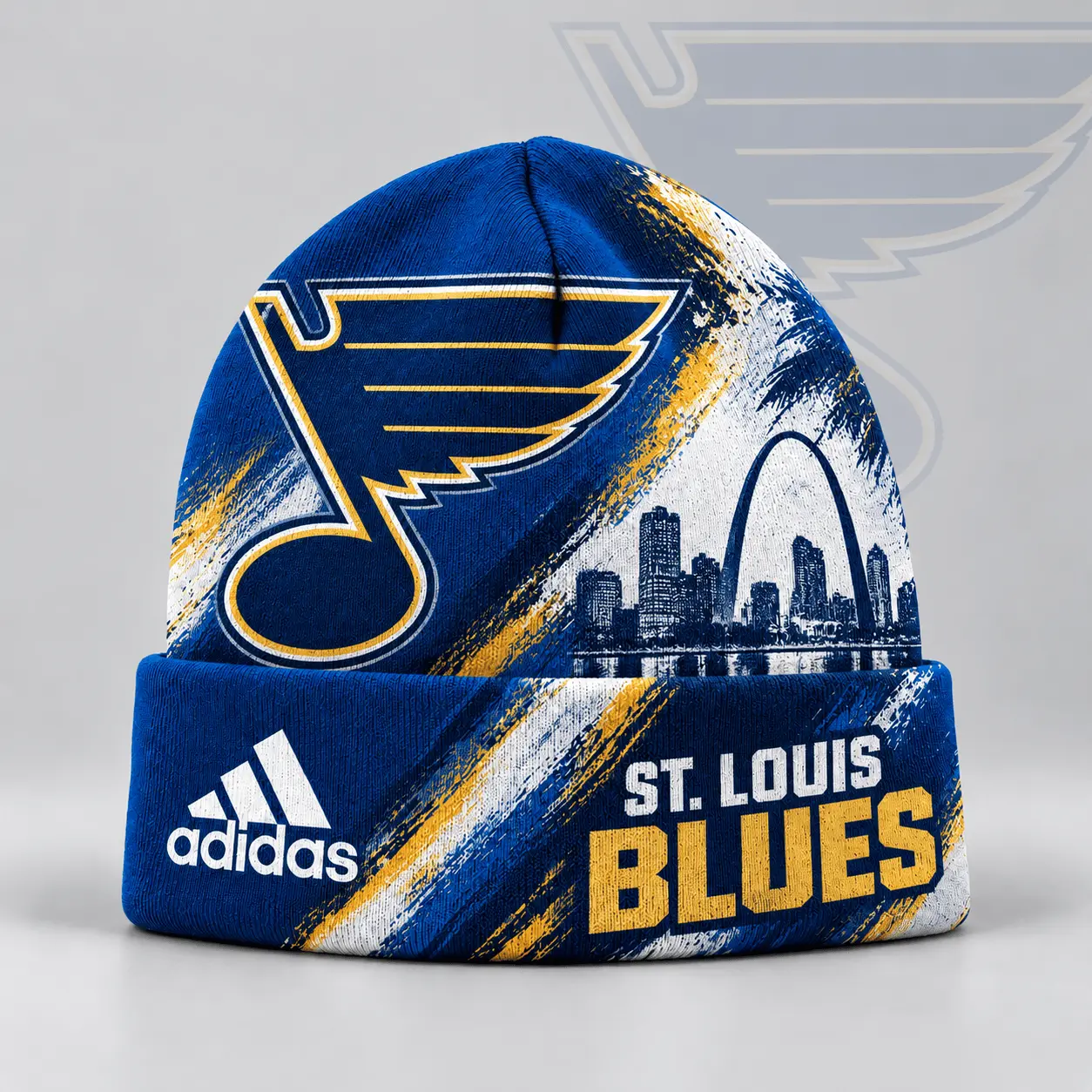 St. Louis Blues | Premium NHL Distressed Cityscape Logo Knit Beanie NDN