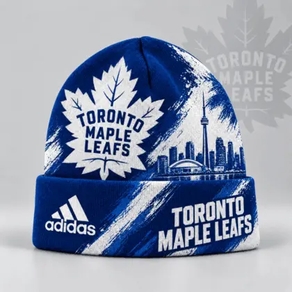 Toronto Maple Leafs | Premium NHL Distressed Cityscape Logo Knit Beanie NDN
