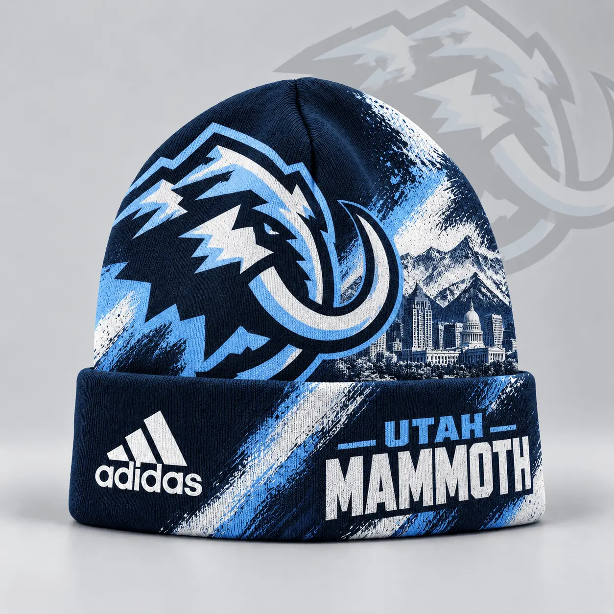 Utah Mammoth | Premium NHL Distressed Cityscape Logo Knit Beanie NDN