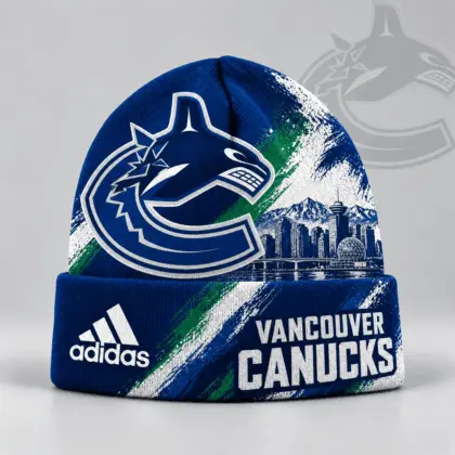 Vancouver Canucks | Premium NHL Distressed Cityscape Logo Knit Beanie NDN