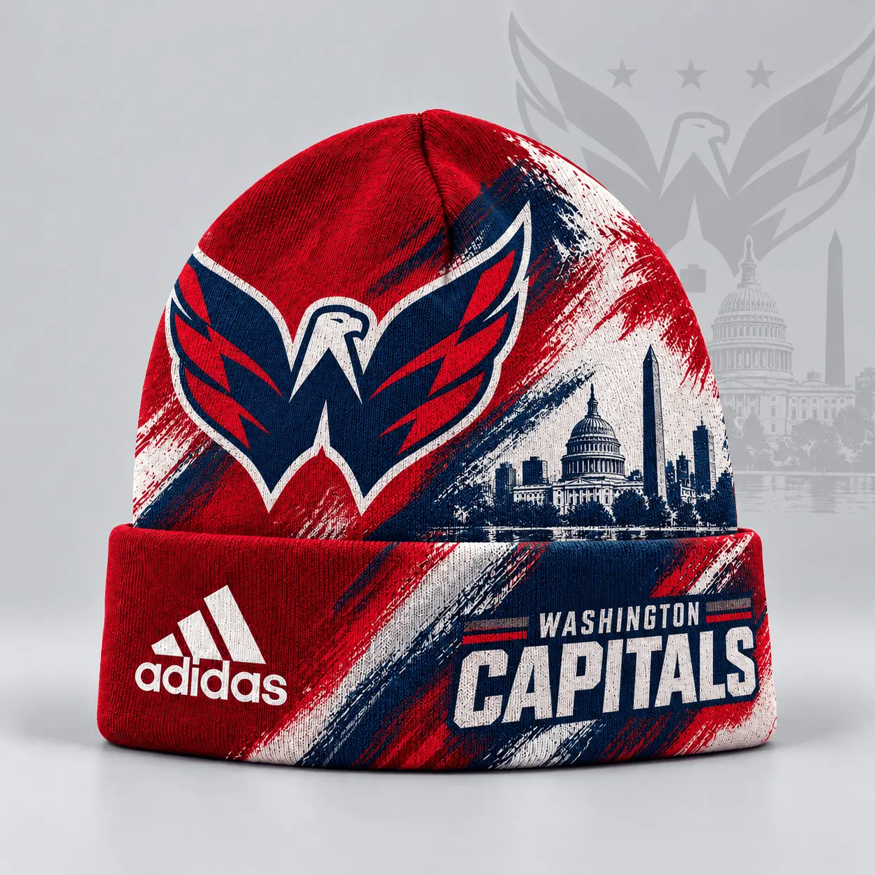 Washington Capitals | Premium NHL Distressed Cityscape Logo Knit Beanie NDN