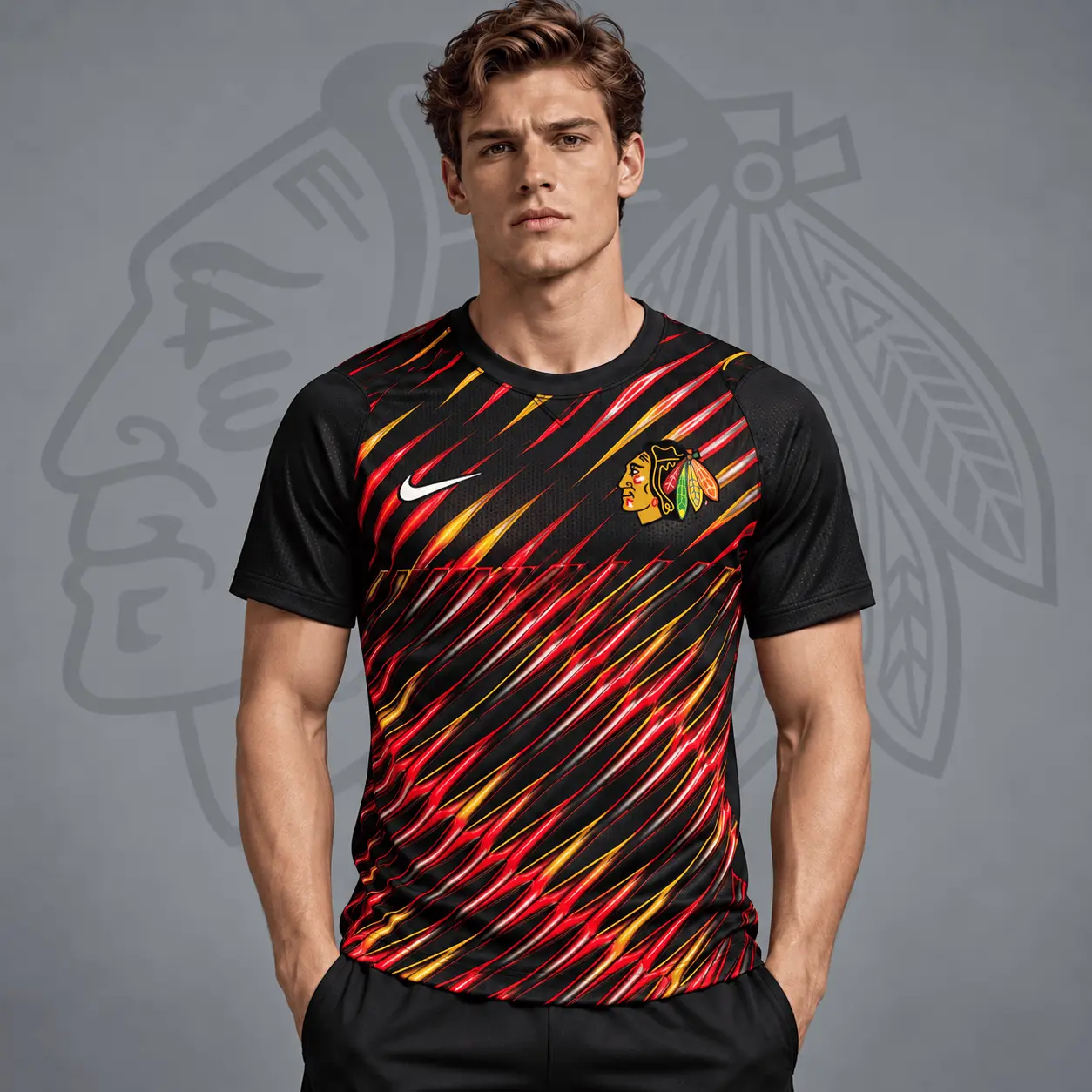 Chicago Blackhawks | Premium NHL Inferno Slash Performance T-Shirt NDN