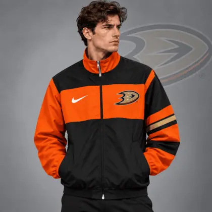 Anaheim Ducks | Premium NHL Retro Colorblock Full Zip Windbreaker Jacket NDN