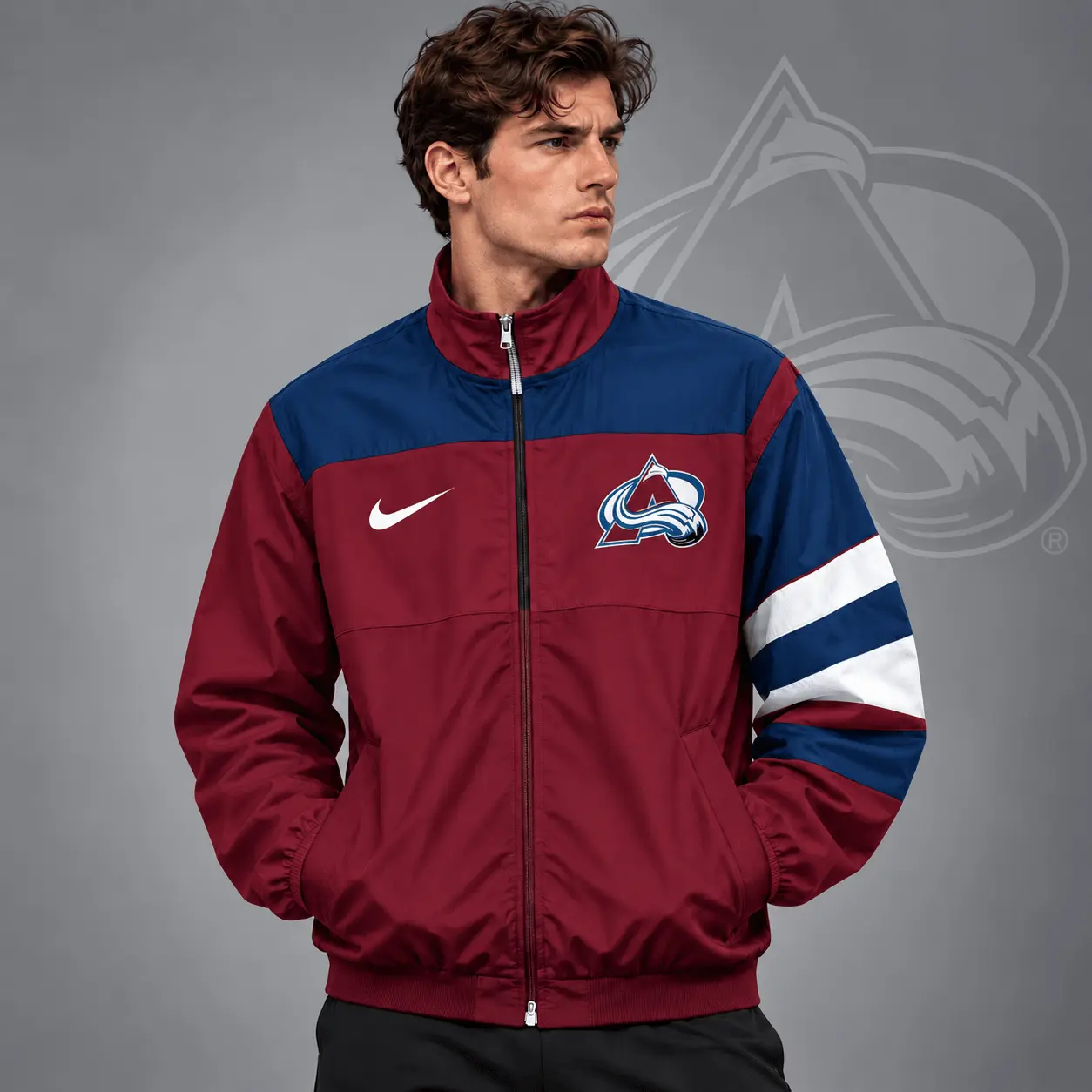 Colorado Avalanche | Premium NHL Retro Colorblock Full Zip Windbreaker Jacket NDN