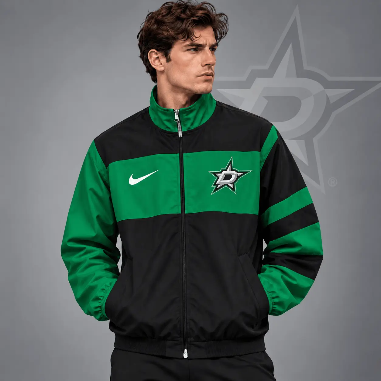 Dallas Stars | Premium NHL Retro Colorblock Full Zip Windbreaker Jacket NDN