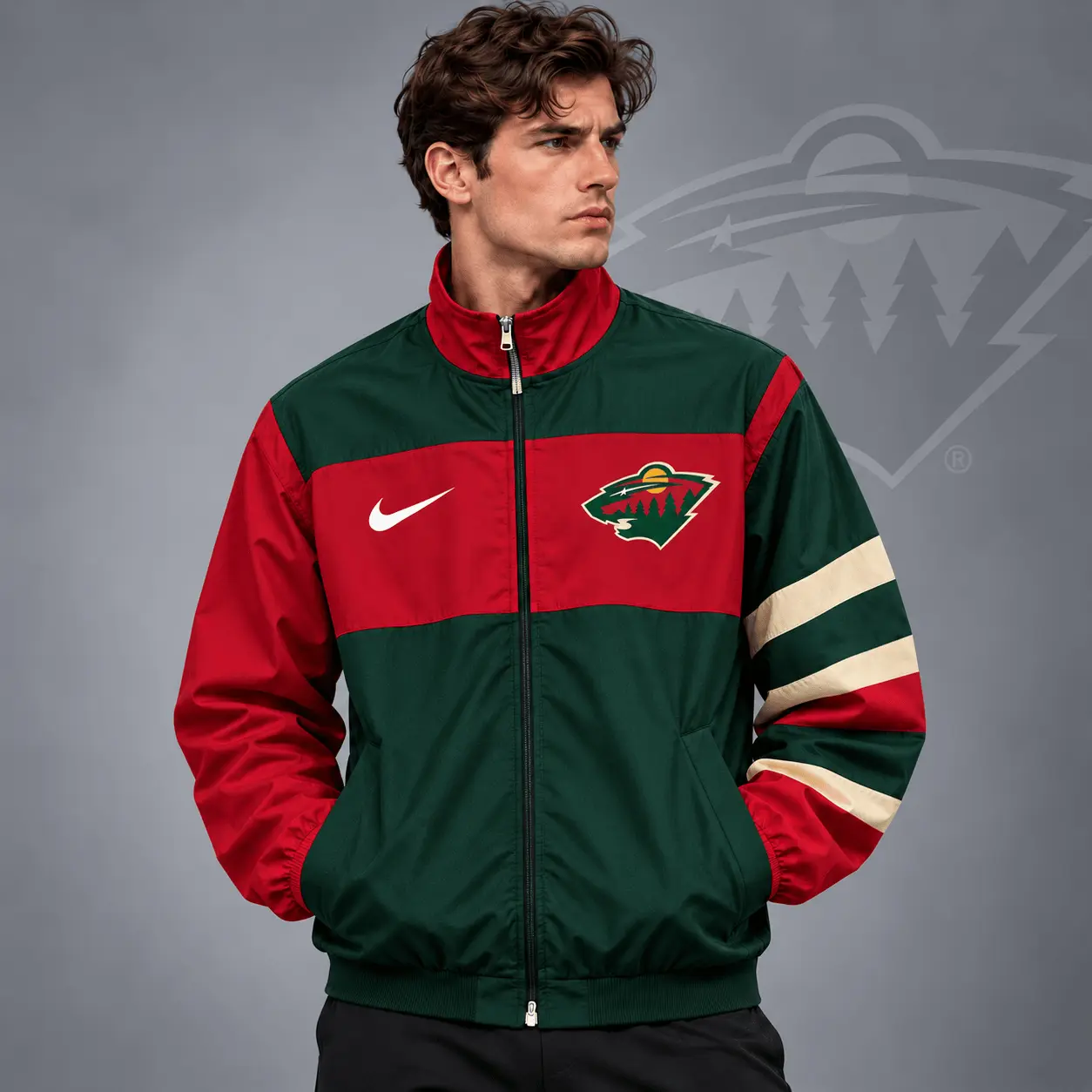 Minnesota Wild | Premium NHL Retro Colorblock Full Zip Windbreaker Jacket NDN