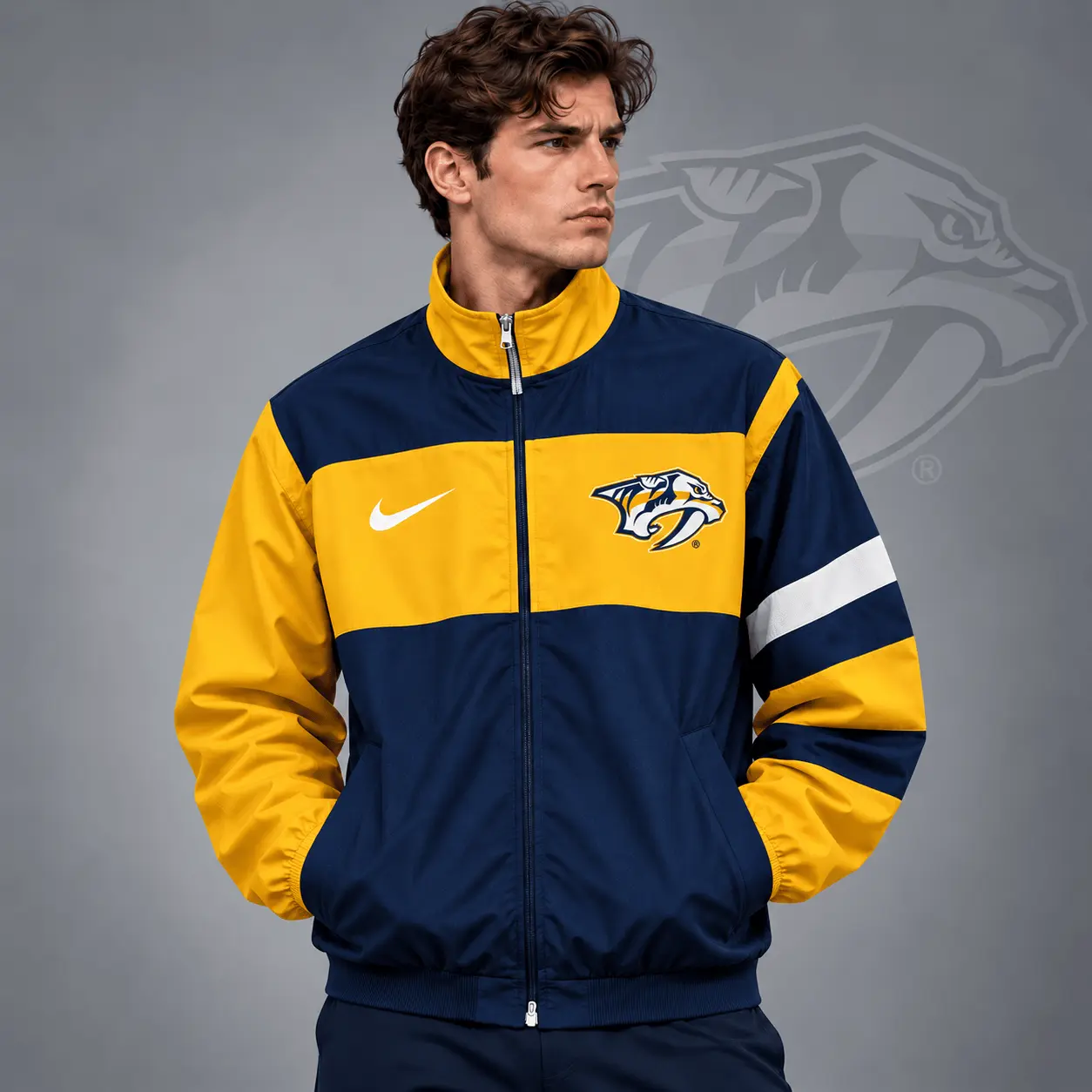 Nashville Predators | Premium NHL Retro Colorblock Full Zip Windbreaker Jacket NDN