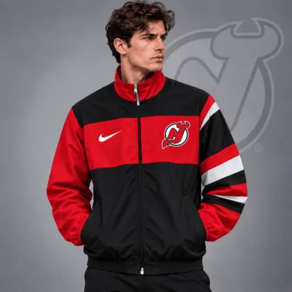New Jersey Devils | Premium NHL Retro Colorblock Full Zip Windbreaker Jacket NDN
