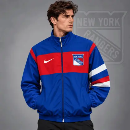New York Rangers | Premium NHL Retro Colorblock Full Zip Windbreaker Jacket NDN