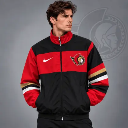 Ottawa Senators | Premium NHL Retro Colorblock Full Zip Windbreaker Jacket NDN