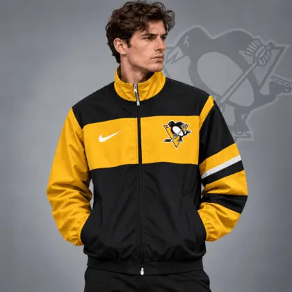 Pittsburgh Penguins | Premium NHL Retro Colorblock Full Zip Windbreaker Jacket NDN