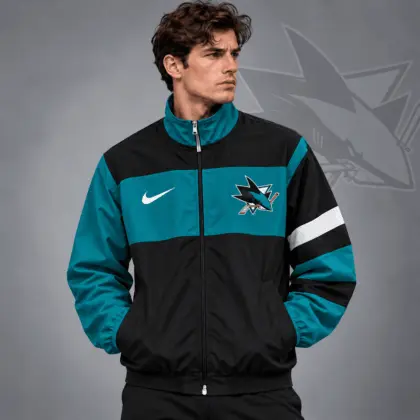 San Jose Sharks | Premium NHL Retro Colorblock Full Zip Windbreaker Jacket NDN
