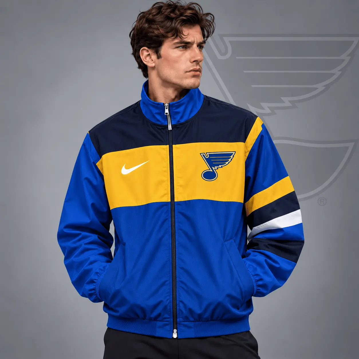 St. Louis Blues | Premium NHL Retro Colorblock Full Zip Windbreaker Jacket NDN