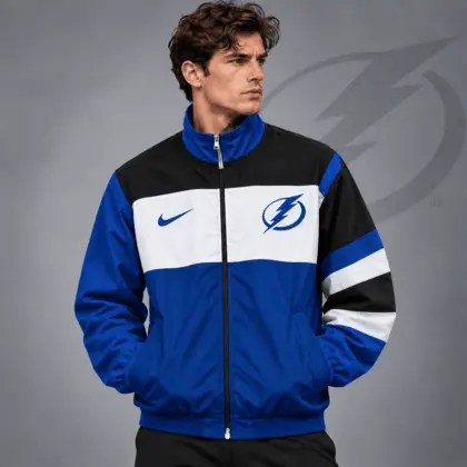 Tampa Bay Lightning | Premium NHL Retro Colorblock Full Zip Windbreaker Jacket NDN