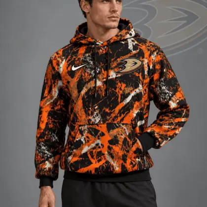 Anaheim Ducks | Premium NHL Abstract Camo All Over Print Pullover Hoodie NDN