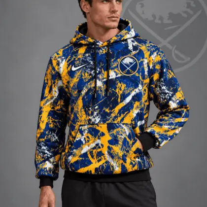 Buffalo Sabres | Premium NHL Abstract Camo All Over Print Pullover Hoodie NDN