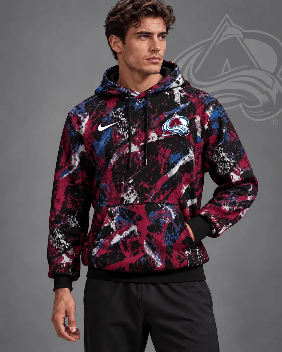 Colorado Avalanche | Premium NHL Abstract Camo All Over Print Pullover Hoodie NDN