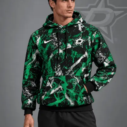 Dallas Stars | Premium NHL Abstract Camo All Over Print Pullover Hoodie NDN