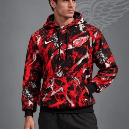 Detroit Red Wings | Premium NHL Abstract Camo All Over Print Pullover Hoodie NDN