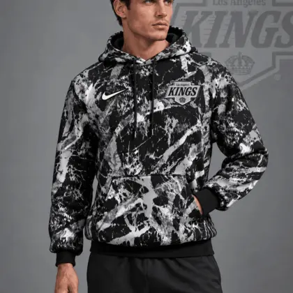 Los Angeles Kings | Premium NHL Abstract Camo All Over Print Pullover Hoodie NDN