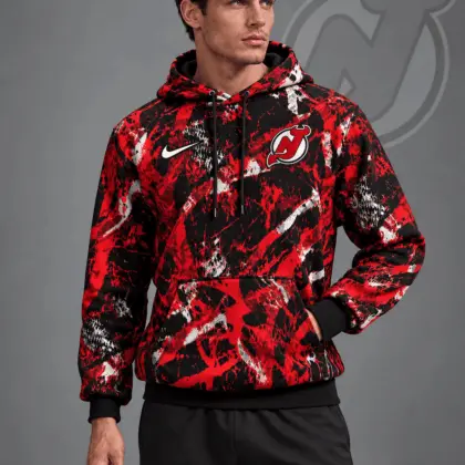 New Jersey Devils | Premium NHL Abstract Camo All Over Print Pullover Hoodie NDN