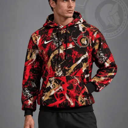 Ottawa Senators | Premium NHL Abstract Camo All Over Print Pullover Hoodie NDN