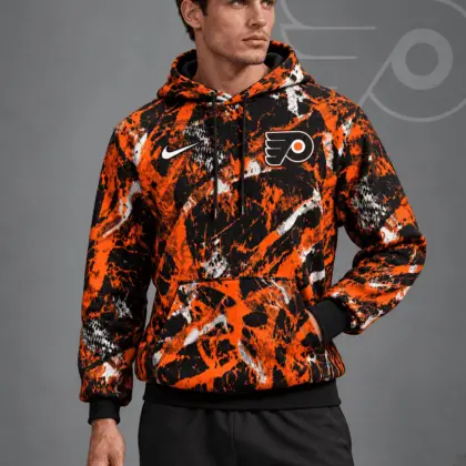 Philadelphia Flyers | Premium NHL Abstract Camo All Over Print Pullover Hoodie NDN