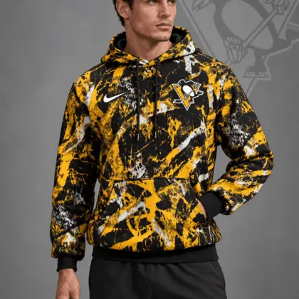 Pittsburgh Penguins | Premium NHL Abstract Camo All Over Print Pullover Hoodie NDN