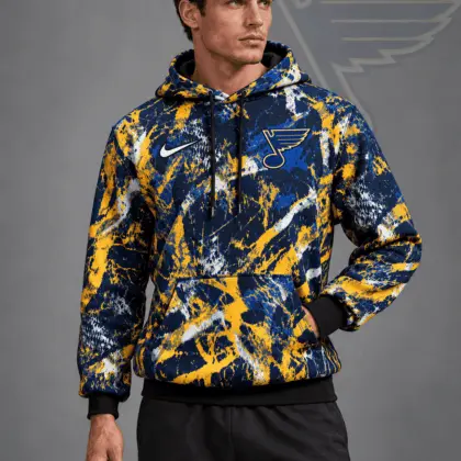 St. Louis Blues | Premium NHL Abstract Camo All Over Print Pullover Hoodie NDN