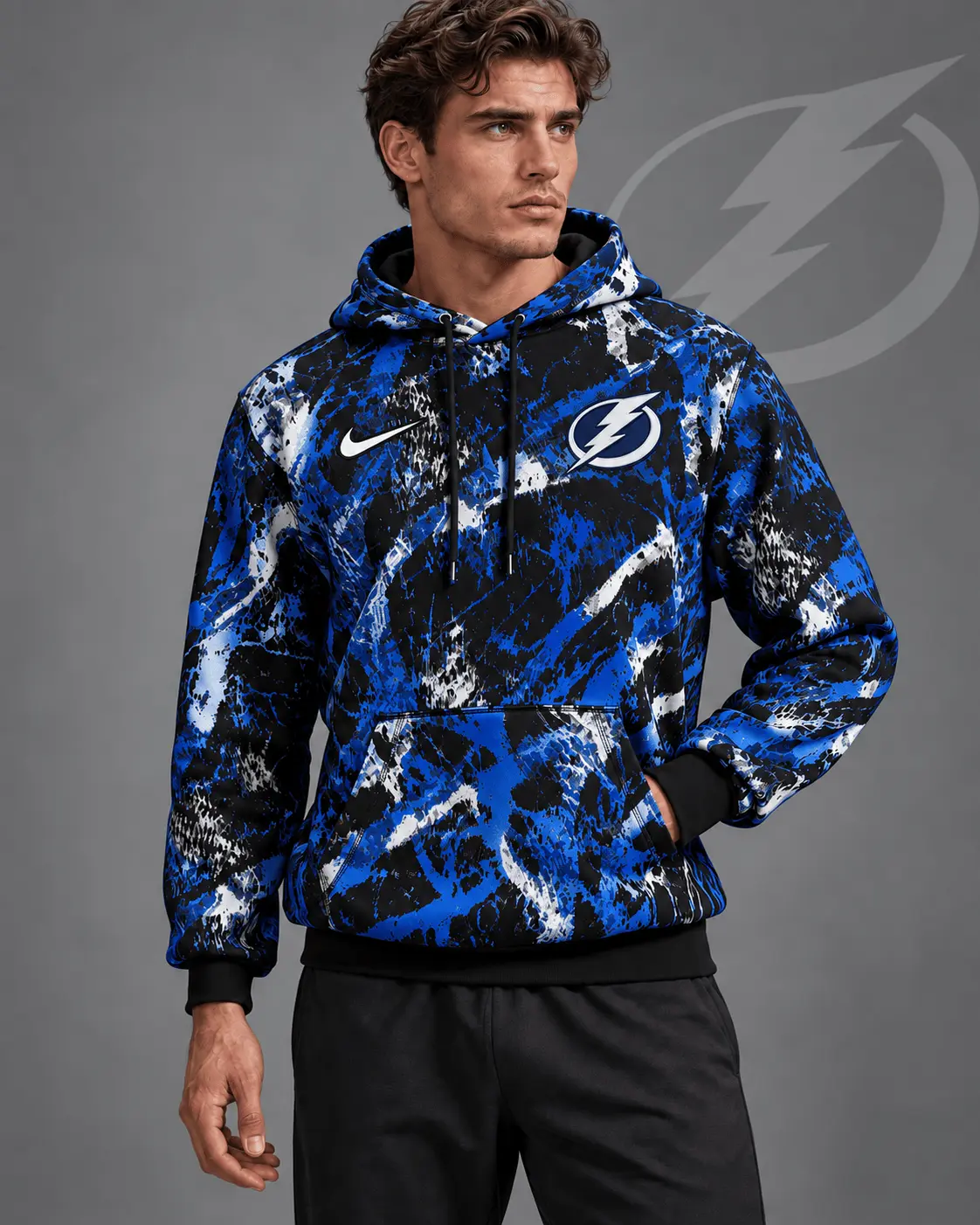 Tampa Bay Lightning | Premium NHL Abstract Camo All Over Print Pullover Hoodie NDN