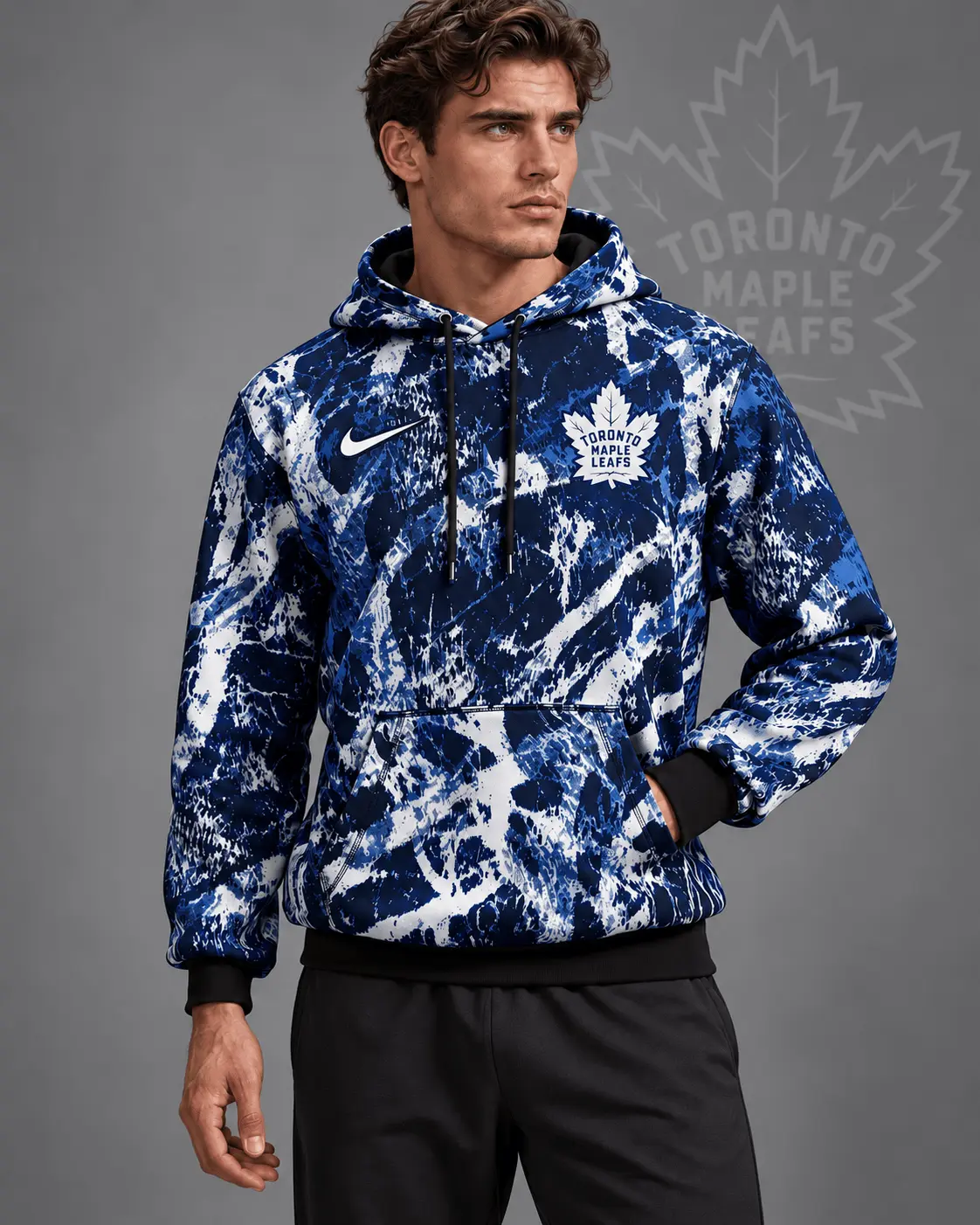 Toronto Maple Leafs | Premium NHL Abstract Camo All Over Print Pullover Hoodie NDN