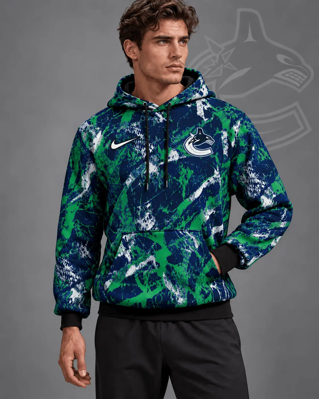 Vancouver Canucks | Premium NHL Abstract Camo All Over Print Pullover Hoodie NDN