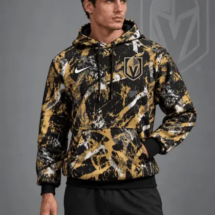 Vegas Golden Knights | Premium NHL Abstract Camo All Over Print Pullover Hoodie NDN